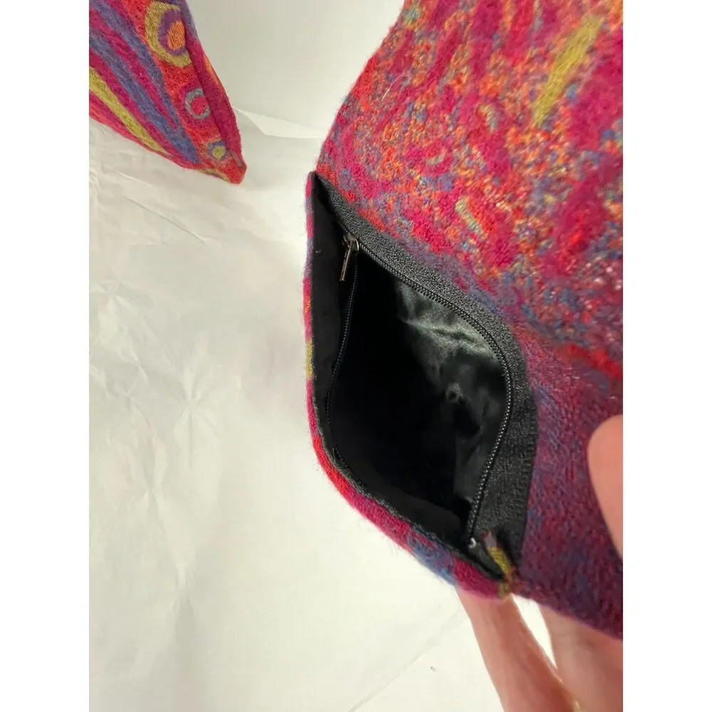InStyle Boiled Wool Scarf w Hidden Zippered Security Pockets – Abstract print